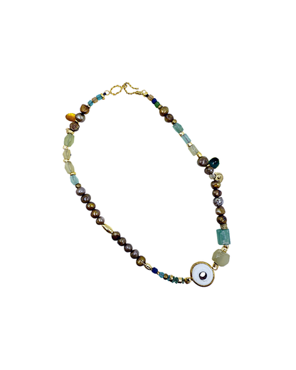 ARTIZ | 'Spring Necklace Collection’ (6) | Jade / pearls / white glass / bronze