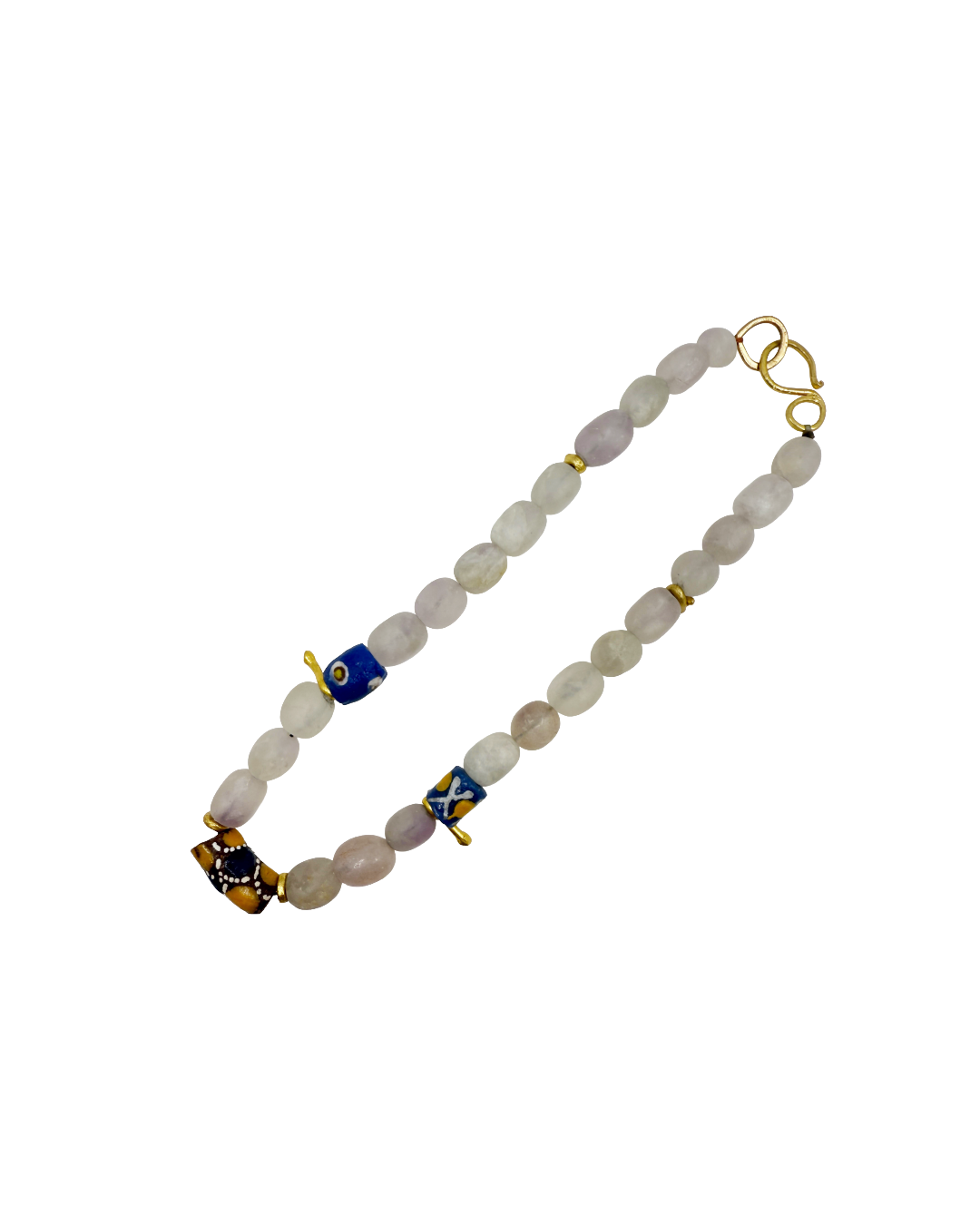 ARTIZ | 'Spring Necklace Collection’ (7) | African glass / white fluorite / bronze