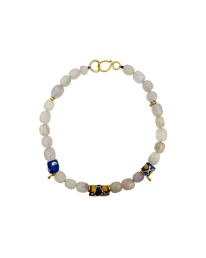 ARTIZ | 'Spring Necklace Collection’ (7) | African glass / white fluorite / bronze