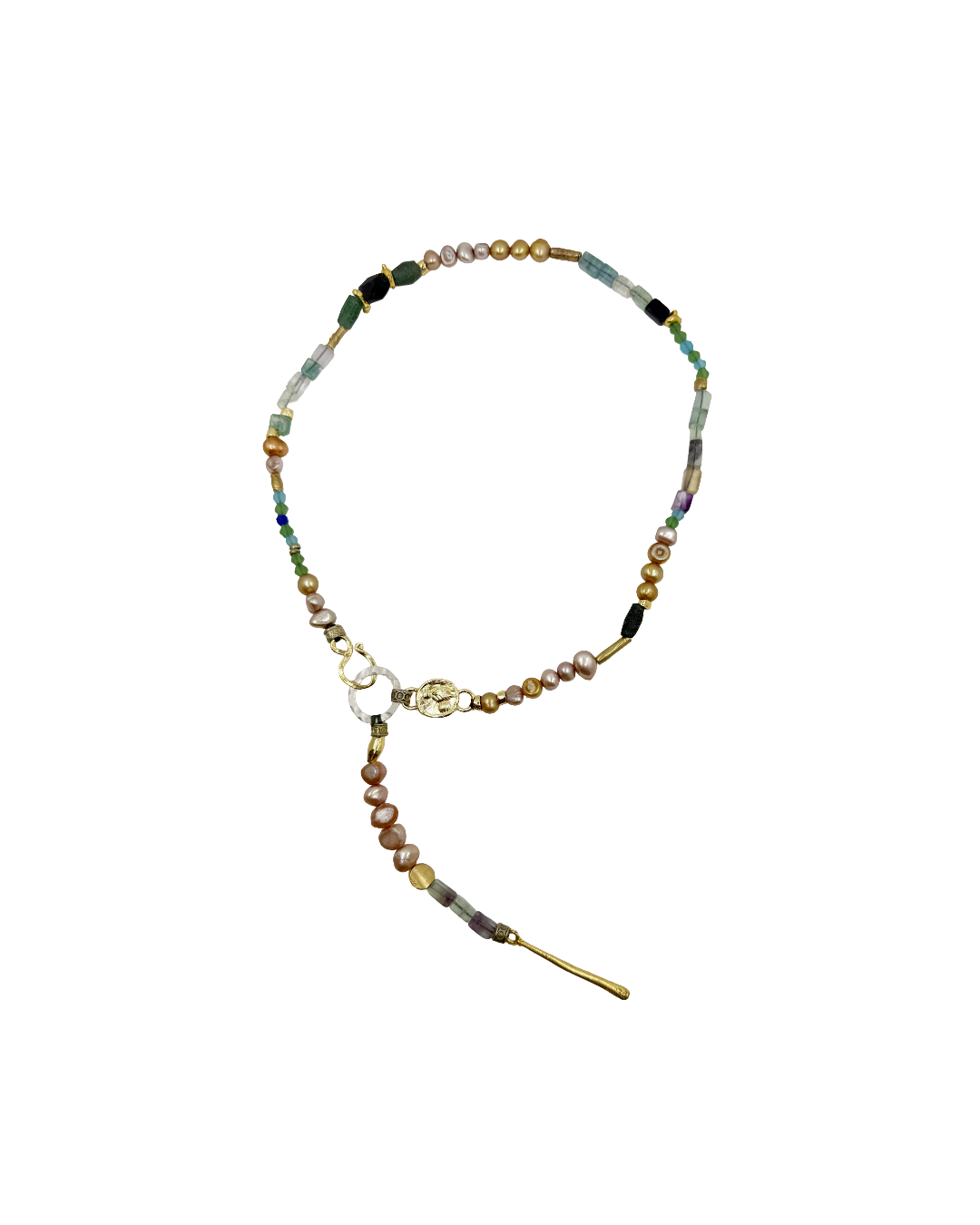 ARTIZ | 'Spring Necklace Collection’ (9) | Antique Roman glass / silver / fluorite / freshwater pearls / bronze
