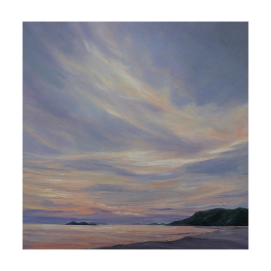 LOU DERRY | ‘Beach at Dusk’ | 2025 | oil on canvas | 50 x 50 x 3.5 cm