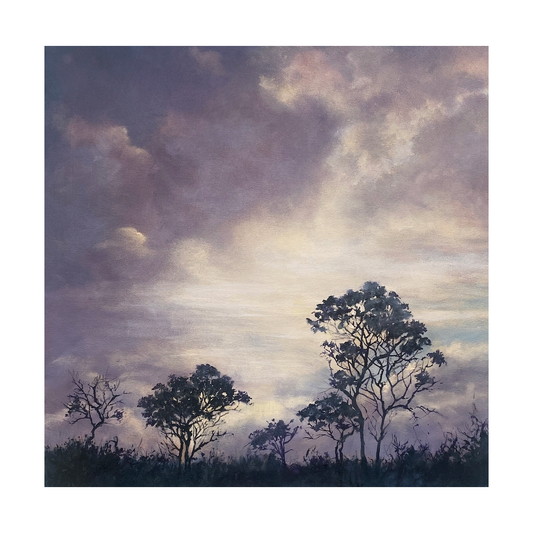 LOU DERRY | ‘Shoreline Dusk’ | 2025 | oil on canvas | 50 x 50 x 3.5 cm