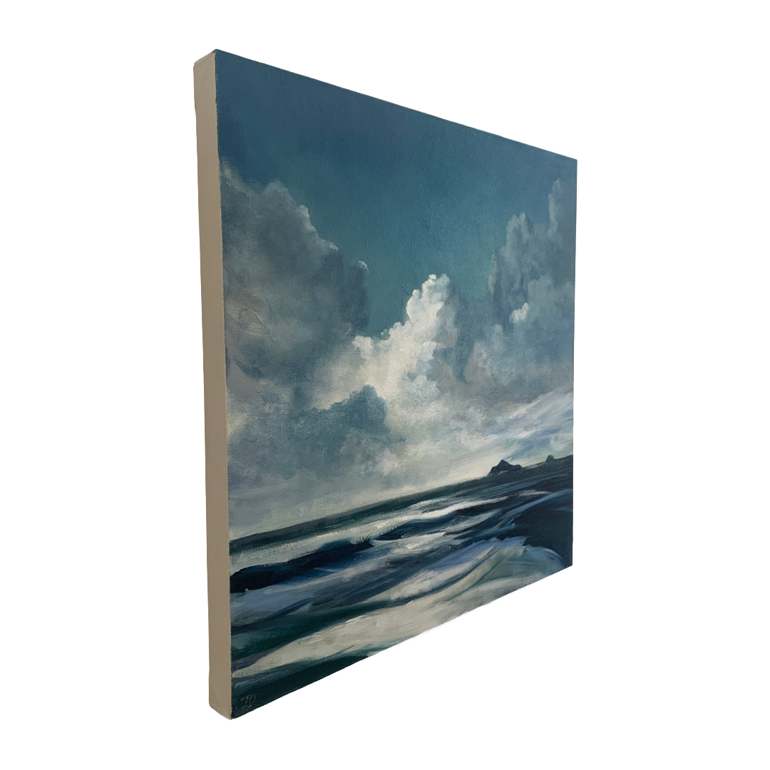 LOU DERRY | ‘Breezy Blue II’ | 2025 | oil on canvas | 50 x 50 x 3.5 cm