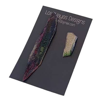 LOIS HAYES | ‘Bark’ Stud Earrings | Enamel on copper / oxidised silver