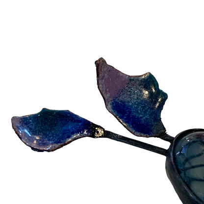 LOIS HAYES | ‘Constructed Brooch’ | blue lace agate + dragon vein agate | enamel on copper / oxidised sterling silver