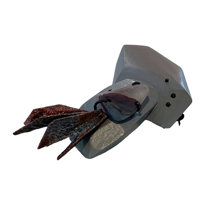 LOIS HAYES | ‘Wing Brooch’ Geometric Grey | hand painted wood | enamel on copper / banded agate