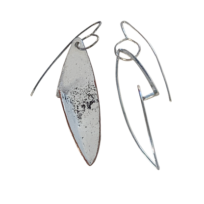 LOIS HAYES | ‘Wing Earrings’- White | enamel on copper / sterling silver