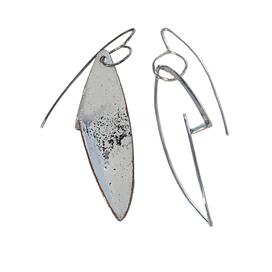 LOIS HAYES | ‘Wing Earrings’- White | enamel on copper / sterling silver