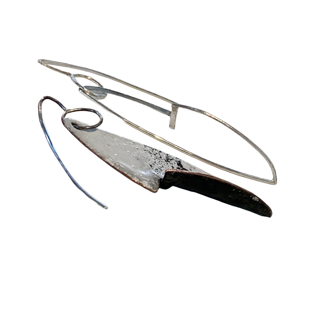 LOIS HAYES | ‘Wing Earrings’- White | enamel on copper / sterling silver