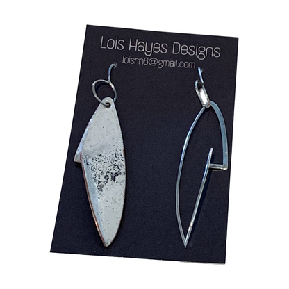 LOIS HAYES | ‘Wing Earrings’- White | enamel on copper / sterling silver