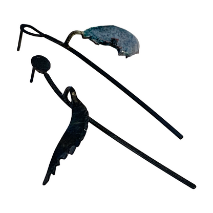 LOIS HAYES | ‘Wing Stem Studs’ | oxidized sterling silver | enamel on copper