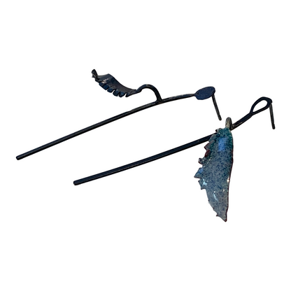 LOIS HAYES | ‘Wing Stem Studs’ | oxidized sterling silver | enamel on copper