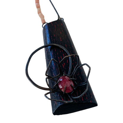LOIS HAYES | ‘Flower Neckpiece’ | hand painted wood | oxidized sterling silver / natural untreated ruby + rose quartz