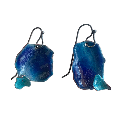 LOIS HAYES DESIGNS | ‘Summer Collection – Oceanic Earrings ' | Oxidised silver / blue enamel