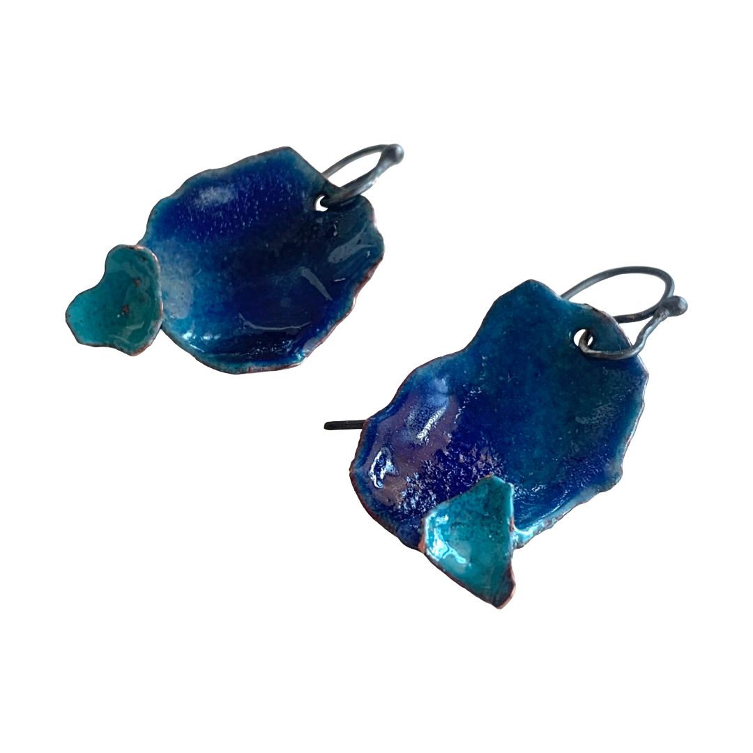 LOIS HAYES DESIGNS | ‘Summer Collection – Oceanic Earrings ' | Oxidised silver / blue enamel