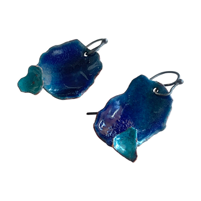 LOIS HAYES DESIGNS | ‘Summer Collection – Oceanic Earrings ' | Oxidised silver / blue enamel