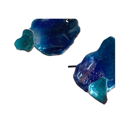 LOIS HAYES DESIGNS | ‘Summer Collection – Oceanic Earrings ' | Oxidised silver / blue enamel