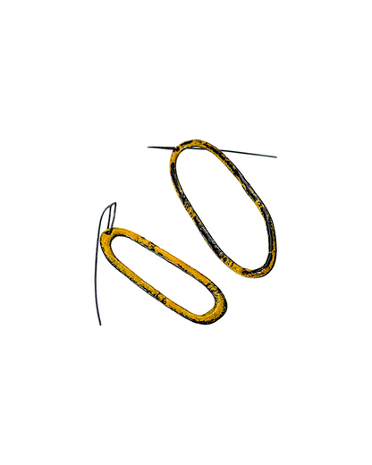 LOIS HAYES DESIGNS | ‘Summer Collection – Wonky Orb Earrings’ | Yellow enamel on copper / oxidised silver