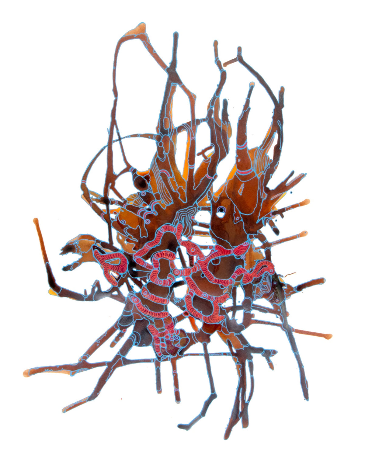TANIA TOCAR | 'Living Arrangement Series No. 1 - Root ball’ | 2026 | Ink and pen on watercolour paper | H 760 x W 560 mm