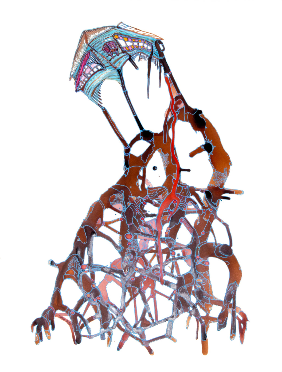 TANIA TOCAR | 'Living Arrangement Series No. 3 - Proud’ | 2026 | Ink and pen on watercolour paper | H 760 x W 560 mm