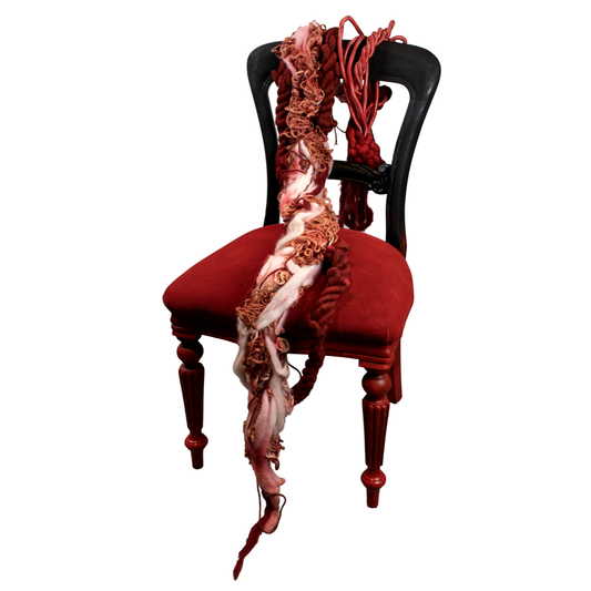 MARIANA VERDAASDONK | '(En)trails 2' | 2025 | Wool / fibre / ink / dye / wood | H900 x W500 mm