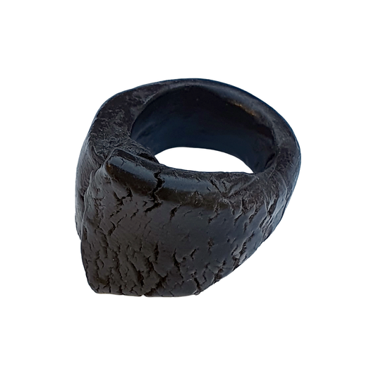 MALKI STUDIO | | ‘Basalt ring 3’ | Handmade | high fired black clay