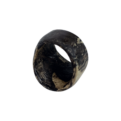 MALKI STUDIO | | ‘Basalt ring 4’ | Handmade high fired black & white clay