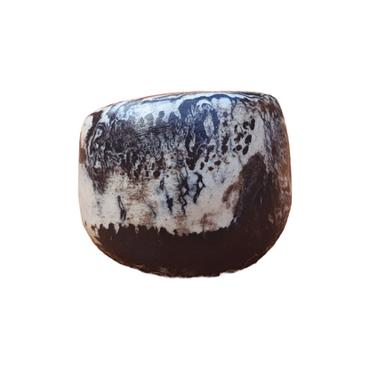 MALKI STUDIO | | ‘Basalt ring 4’ | Handmade high fired black & white clay