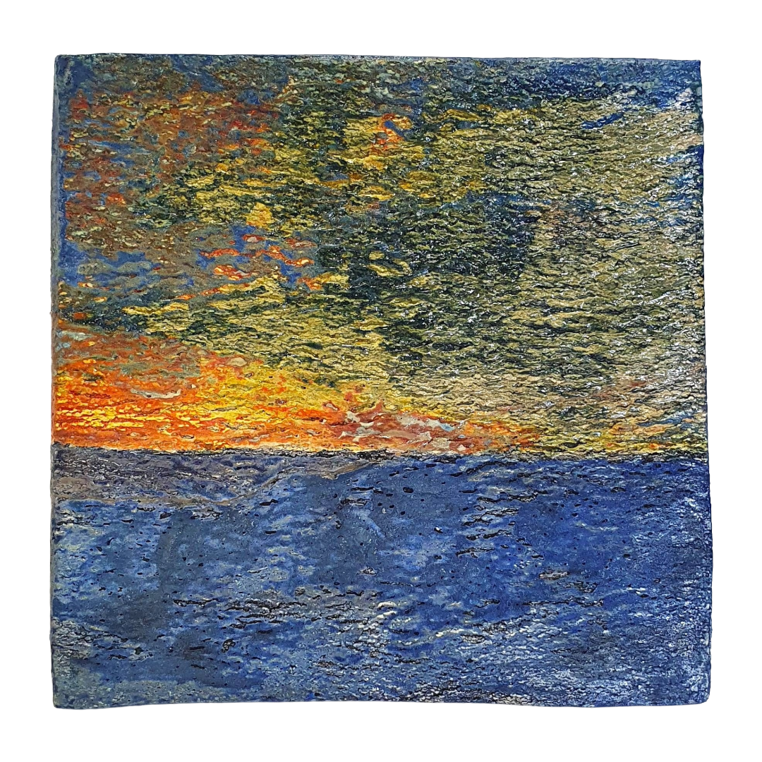 MALKI STUDIO | 'Captured Light 2' | Ceramic wall art on board | Multiple glaze firings
