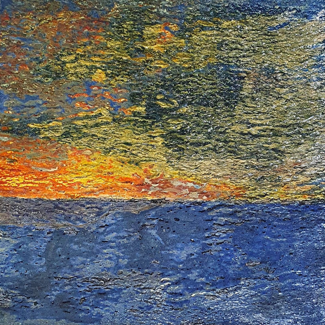 MALKI STUDIO | 'Captured Light 2' | Ceramic wall art on board | Multiple glaze firings