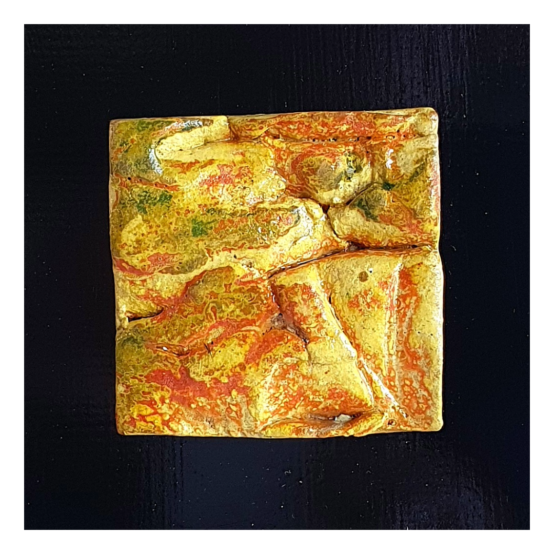 MALKI STUDIO | 'Traces of Time 5' | Ceramic wall art on board | Multiple glaze firings