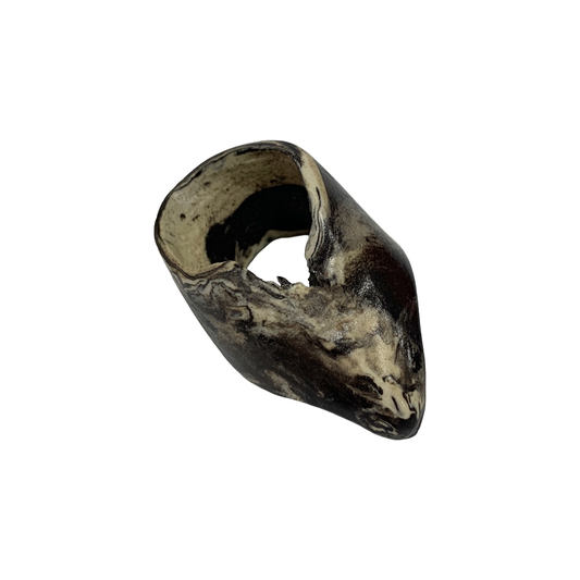 MALKI STUDIO | ‘Basalt ring 1’ | Handmade | high fired black & white clay