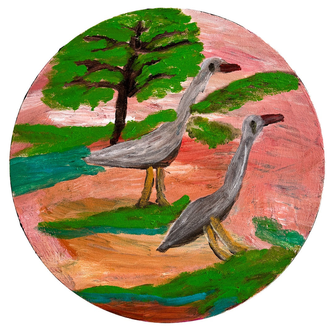 DOLLY  LOOGATHA | ‘Birds Taking A Walk’ | Acrylic on board