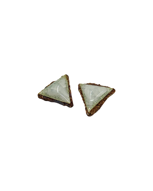 MISA. CO | ‘Triangle Ceramic Stud Earrings’ | Smoke-fired / Japanese Clay / Surgical stainless steel fittings