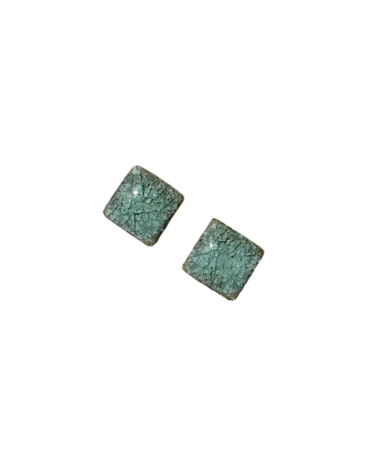 MISA. CO | ‘Light Blue #2 - Rhombus Ceramic Stud Earrings’ | Smoke-fired / Japanese Clay / Surgical Stainless Steel Fittings