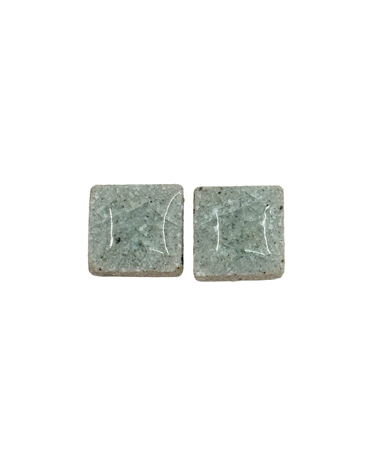 MISA. CO | ‘Light Blue #3 - Rhombus Ceramic Stud Earrings’ | Smoke-fired / Japanese clay / Surgical stainless steel fittings