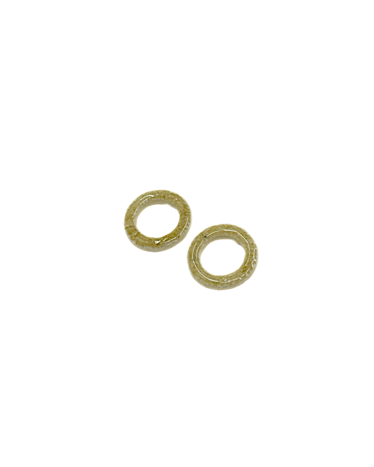 MISA. CO | ‘Yellow Ochre Ceramic Loop Earrings’ | White Japanese clay / Surgical stainless steel fittings
