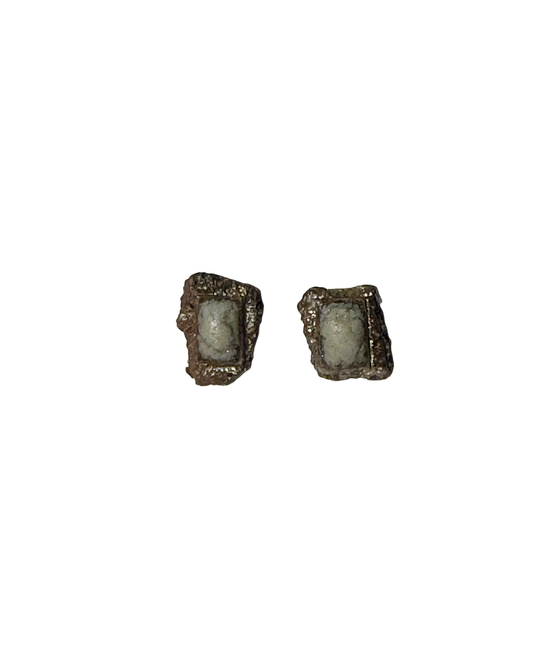 MISA. CO | ‘Metallic Ceramic Stud Earrings’ | Smoke-fired / Japanese Clay / Surgical stainless steel fittings