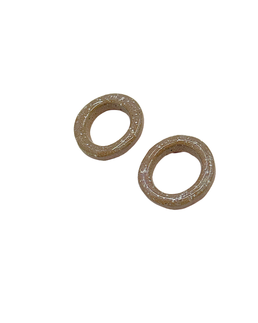 MISA. CO | ‘Brown Ceramic Loop Earrings’ | Crystalline Glaze / Japanese Clay / Surgical stainless steel fittings