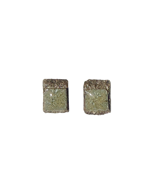 MISA. CO | ‘Glazed Ceramic Stud Earrings #1’ | Smoke-fired / Japanese Clay / Surgical stainless steel fittings