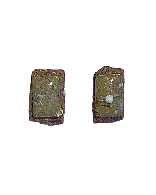 MISA. CO | ‘Glazed Ceramic Stud Earrings #2’ | Smoke-fired / Japanese Clay / Surgical stainless steel fittings