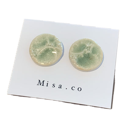 MISA.CO | 'Lichen Stud Earrings' | Jade Green Ceramic | Surgical Stainless Steel Fitting