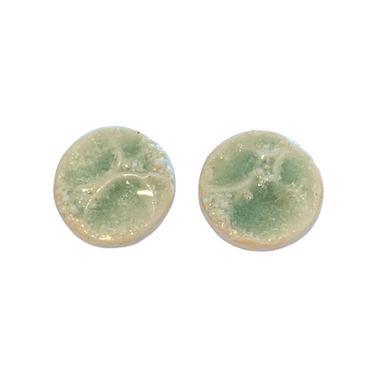MISA.CO | 'Lichen Stud Earrings' | Jade Green Ceramic | Surgical Stainless Steel Fitting