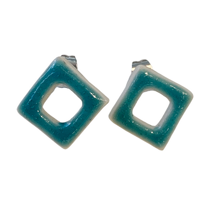 MISA.CO | 'Turquoise Rhombus Ceramic Earrings' | Surgical Stainless Steel fittings