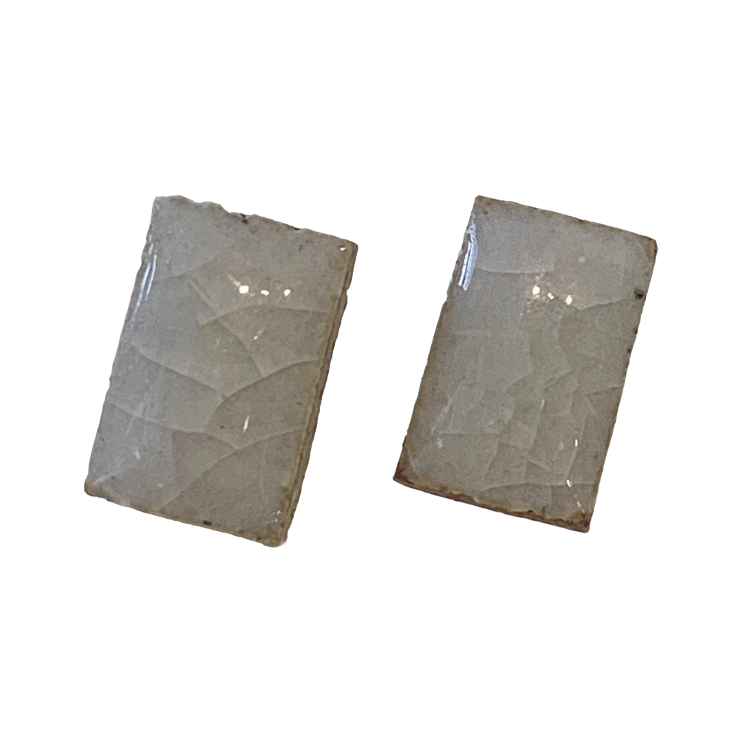 MISA.CO | 'Glazed Rectangle Ceramic Earrings' | Japanese Clay, Smoke-fired | Surgical Stainless Steel fittings