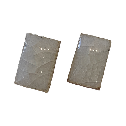 MISA.CO | 'Glazed Rectangle Ceramic Earrings' | Japanese Clay, Smoke-fired | Surgical Stainless Steel fittings