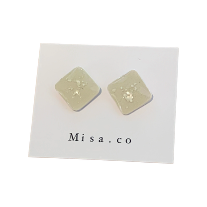 Glazed white Ceramic Earrings, Surgical Stainless Steel fittings.