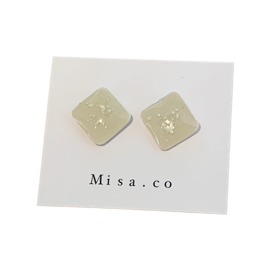 Glazed white Ceramic Earrings, Surgical Stainless Steel fittings.