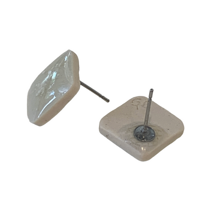 Glazed white Ceramic Earrings, Surgical Stainless Steel fittings.
