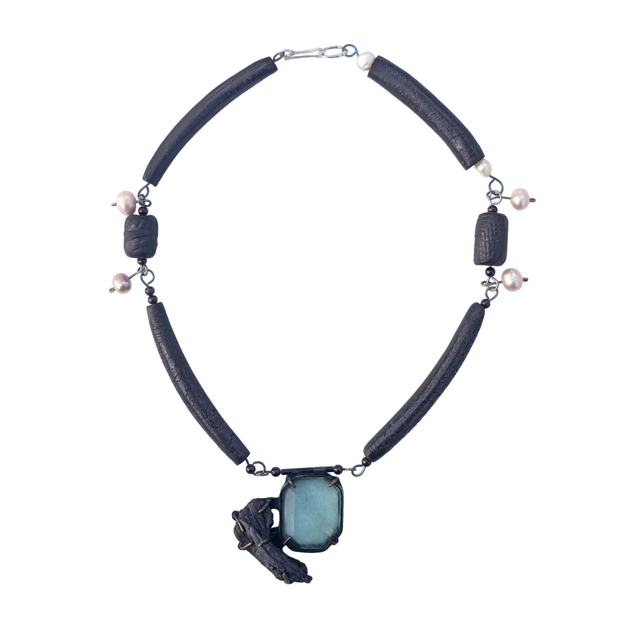 MALKI STUDIO | ‘Basalt Necklace' | Black ceramic / natural stones / precious metals